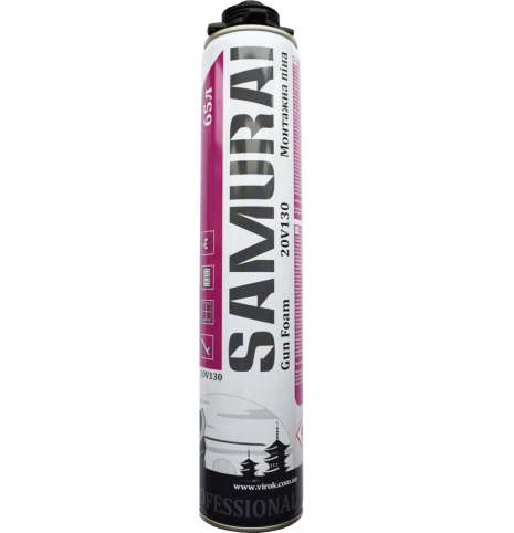 Пена пистолетная SAMURAI Premium Gun Foam 65, 805ml UKR VIROK 20V130 Пена пистолетная SAMURAI Premium Gun Foam 65, 805ml UKR VIROK 20V130