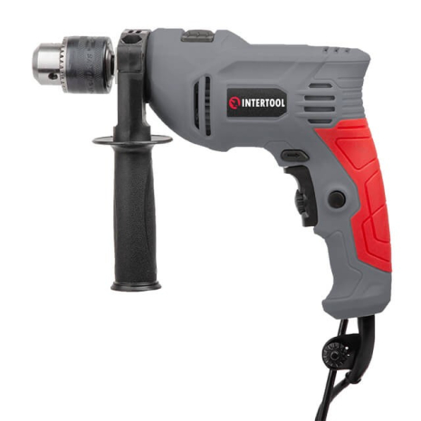 Дриль ударний, 0,6 кВт, 0-3000 об/хв, 1,5-13 мм, реверс INTERTOOL DT-0109 Дриль ударний, 0,6 кВт, 0-3000 об/хв, 1,5-13 мм, реверс INTERTOOL DT-0109