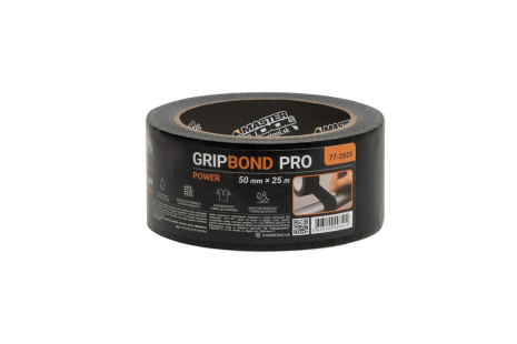 Стрічка армована GripBond Pro Power 80°C 50 мм×25 м чорна MASTERTOOL 77-2625 Стрічка армована GripBond Pro Power 80°C 50 мм×25 м чорна MASTERTOOL 77-2625