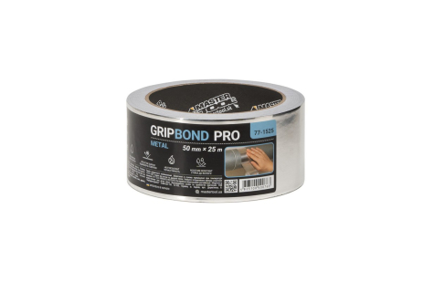 Стрічка алюмінієва GripBond Pro Metal t 150°C 50 мм×25 м MASTERTOOL 77-1525 Стрічка алюмінієва GripBond Pro Metal t 150°C 50 мм×25 м MASTERTOOL 77-1525