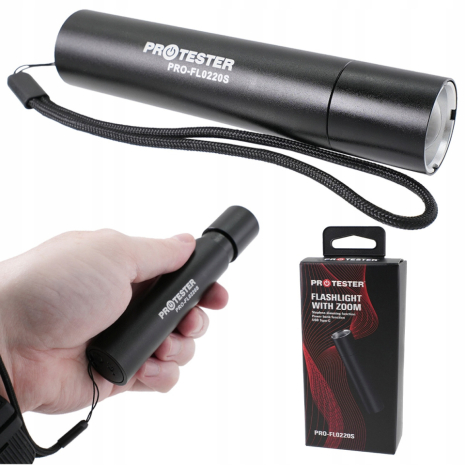 Ліхтарик світлодіодний (LED) ZOOM (+функція Powerbank) PROTESTER PRO-FL0220S Ліхтарик світлодіодний (LED) ZOOM (+функція Powerbank) PROTESTER PRO-FL0220S