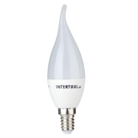 Лампа світлодіодна LED CA37, E14, 3 Вт, 150-300 В, 4000 K, 30000 год, гарантія 3 роки (Свічка на вітрі) INTERTOOL LL-0161