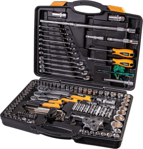 Набор инструментов PROFI ¼"&⅜"&½"&TORX 121 шт 4-13 мм 9-19 мм 20-32 мм Е8-Е20 CrV50BV30 противоударный кейс MASTERTOOL 78-5121