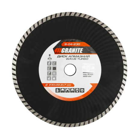 Диск алмазный TURBO WAVE 230×2.8 мм 22-24% 6600 об/мин MASTERTOOL 9-04-230 Диск алмазный TURBO WAVE 230×2.8 мм 22-24% 6600 об/мин MASTERTOOL 9-04-230