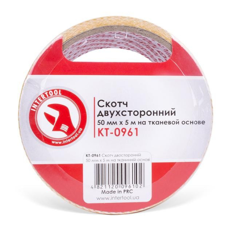 Скотч двухсторонний, 5 м, 50 мм, на тканевой основе INTERTOOL KT-0961