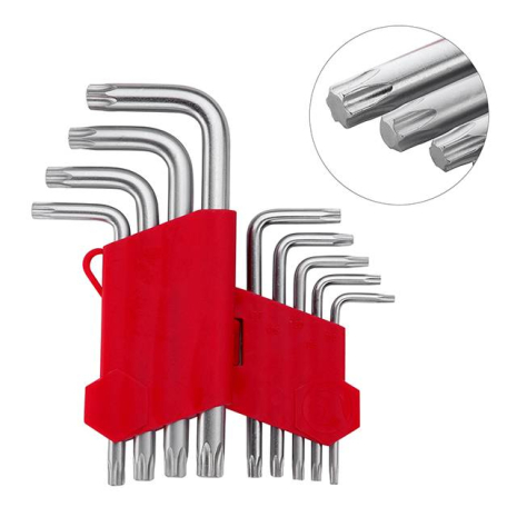 Набір ключів Г-подібних TORX, 9 шт., Т10-Т50, Cr-V INTERTOOL HT-0607