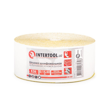 Шкурка шліфувальна, паперова основа, К36, 115 мм × 50 м INTERTOOL BT-0813 Шкурка шліфувальна, паперова основа, К36, 115 мм × 50 м INTERTOOL BT-0813