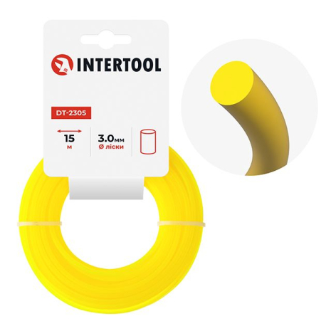 Лiска для тримера "коло", 3.0 мм x 15 м INTERTOOL DT-2305