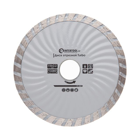 Диск відрізний алмазний Turbo, 115 мм, 16-18%, 13280 об/хв INTERTOOL CT-2001