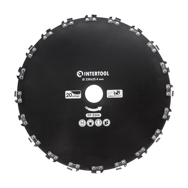 Ніж для мотокоси/тримера ø230x25.4 мм 20T, ланцюговий INTERTOOL DT-2354 Ніж для мотокоси/тримера ø230x25.4 мм 20T, ланцюговий INTERTOOL DT-2354