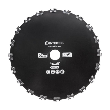 Ніж для мотокоси/тримера ø230x25.4 мм 20T, ланцюговий INTERTOOL DT-2354
