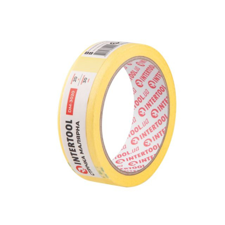 Лента малярная 30мм, 20м, желтая INTERTOOL DM-3020