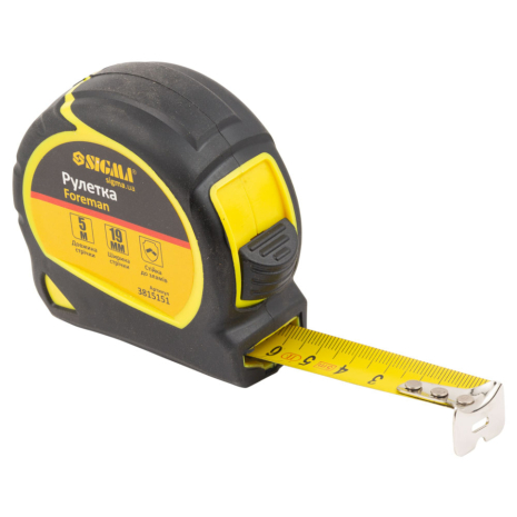 Рулетка Foreman 5м×19мм без ремінця SIGMA 3815151 Рулетка Foreman 5м×19мм без ремінця SIGMA 3815151
