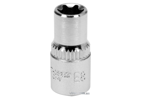 Головка торцева: "TORX" E8, квадрат 1/4", CrV, DIN 2124 [Блістер] YaTo YT-05244