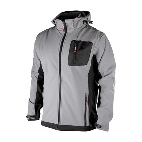 Куртка SOFTSHELL світло-сіро/чорна, з капюшоном, тришарова, стрейч 300 GSM 100D, водо-/вітрозахист, 96% поліестер / 4% еластан, 3 кишені, XXXL INTERTOOL SP-3126 Куртка SOFTSHELL світло-сіро/чорна, з капюшоном, тришарова, стрейч 300 GSM 100D, водо-/вітрозахист, 96% поліестер / 4% еластан, 3 кишені, XXXL INTERTOOL SP-3126