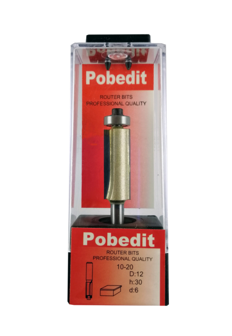 Фреза обкаточная прямая двухножевая с нижним подшипником D-12 мм, d-6 мм Pobedit P-1020-06-1230 Фреза обкаточная прямая двухножевая с нижним подшипником D-12 мм, d-6 мм Pobedit P-1020-06-1230