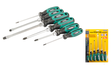 Викрутки HEXAGON набір 6 шт PH0х75/PH1х80/PH2х100/SL 4х100/SL6х125/SL8х150 MASTERTOOL 40-1152 Викрутки HEXAGON набір 6 шт PH0х75/PH1х80/PH2х100/SL 4х100/SL6х125/SL8х150 MASTERTOOL 40-1152