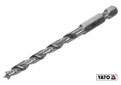 Свердло по дереву спіральне Ø5 x 85/50 мм HEX 1/4" HSS 4241 Yato YT-33862 Свердло по дереву спіральне Ø5 x 85/50 мм HEX 1/4" HSS 4241 Yato YT-33862
