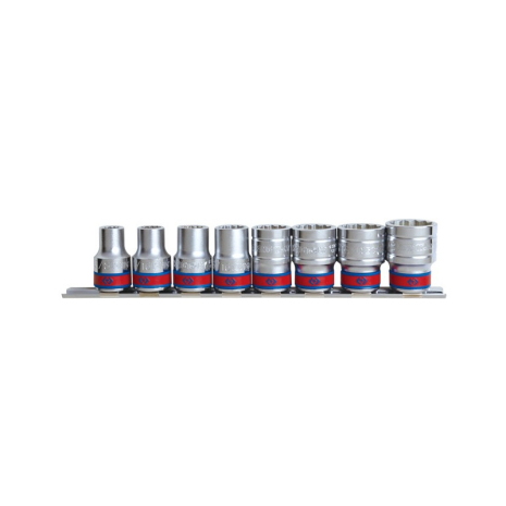 Набір головок 1/2" 8 од. 6-ти грані,короткі, дюймові на планці