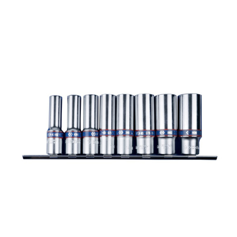 Набор головок 3/8" 8 ед. 6-ти гранные, длинные (10-19mm) на планке