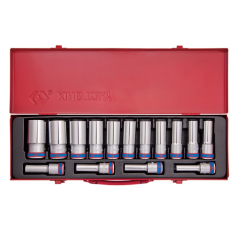 Набор головок 1/2" 15 ед. 6-ти гранные,длинные (10-32mm) Набор головок 1/2" 15 ед. 6-ти гранные,длинные (10-32mm)