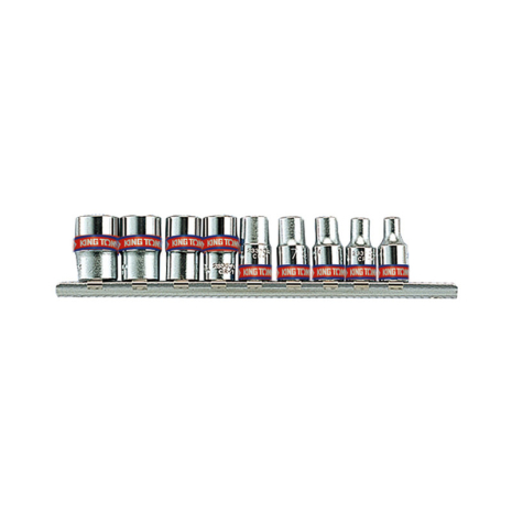 Набор головок 1/4" 9 ед. 6-ти гранные,короткие, дюймовые на планке Набор головок 1/4" 9 ед. 6-ти гранные,короткие, дюймовые на планке