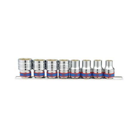 Набір головок 1/2" 8 од. 6-ти грані, (10-22mm) на планці Набір головок 1/2" 8 од. 6-ти грані, (10-22mm) на планці