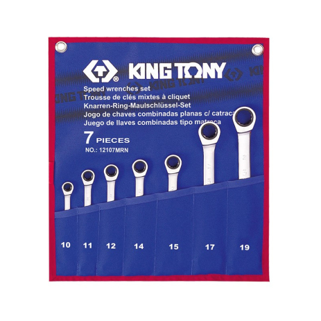 Набір ключів комбі з тріскачкою 7 од. (10-19мм) KING TONY