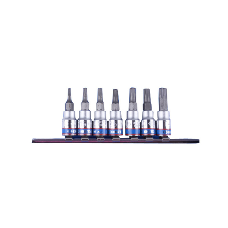 Набір TORX 1/4" з отвором 7 од. у тримачі (на планці)