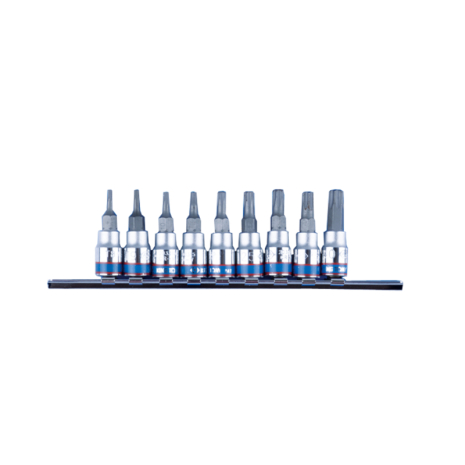 Набір TORX 1/4" 9 од. у тримачі T8-T40 з отвором (на планці)