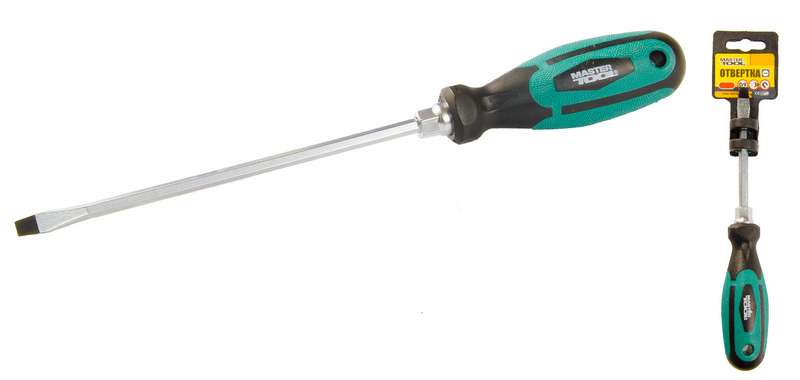 Отвёртка шлицевая магнитная HEXAGON SL5х150 мм ручка с TPR покрытием MASTERTOOL 45-8515 Отвёртка шлицевая магнитная HEXAGON SL5х150 мм ручка с TPR покрытием MASTERTOOL 45-8515
