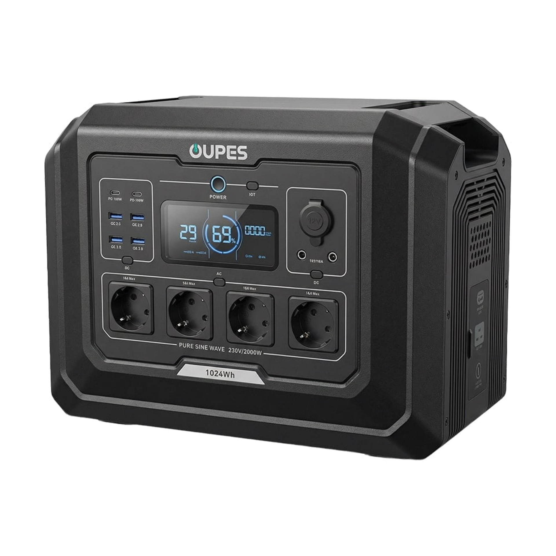 Портативная зарядная станция OUPES S1 (Mega 1) 2000W 1024Wh LiFePO4 с функцией ИБП Портативная зарядная станция OUPES S1 (Mega 1) 2000W 1024Wh LiFePO4 с функцией ИБП