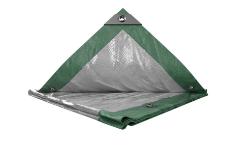 Тент универсальный TARPAULIN 10 × 12 м двухсторонний 130 г/м² Green/Silver MASTERTOOL 89-1012