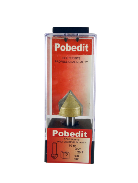 Фреза пазовая галтельная V-образная D-25 мм, d-8 мм, 90° Pobedit P-1004-08-90-25 Фреза пазовая галтельная V-образная D-25 мм, d-8 мм, 90° Pobedit P-1004-08-90-25
