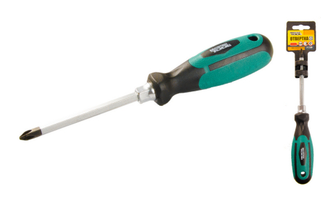 Отвёртка крестовая магнитная HEXAGON РН2х100 мм ручка с TPR покрытием MASTERTOOL 45-8210 Отвёртка крестовая магнитная HEXAGON РН2х100 мм ручка с TPR покрытием MASTERTOOL 45-8210
