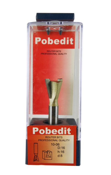 Фреза пазова "Ластівчин хвіст" D-16 мм, d-8 мм Pobedit P-1006-08-16 Фреза пазова "Ластівчин хвіст" D-16 мм, d-8 мм Pobedit P-1006-08-16