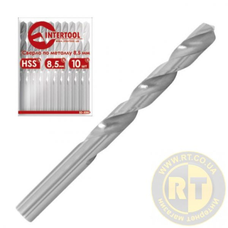 Свердло по металу 8.2мм HSS INTERTOOL SD-5082 Свердло по металу 8.2мм HSS INTERTOOL SD-5082