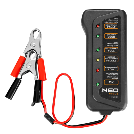 Тестер акумулятора - генератора 12 В LED NEO 11-986 Тестер акумулятора - генератора 12 В LED NEO 11-986