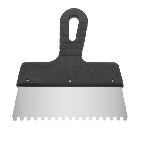 Шпатель із нержавіючої сталі, 200 мм, зуб: 6×6 мм INTERTOOL KT-2206