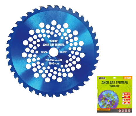Диск для тримера "SHARK" 255×25.4×40Т з переможною напайкою MASTERTOOL 19-2001 Диск для тримера "SHARK" 255×25.4×40Т з переможною напайкою MASTERTOOL 19-2001
