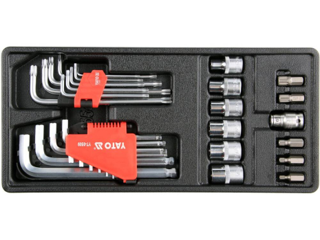 Вклад в инструментальный шкаф: Г-образные 6-гран. и TORX ключи+насадки, 31 шт [8] Yato YT-55451