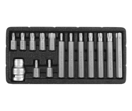 Набір викруткових насадок Torx Security T20-T55 з перехідником 1/2" 15 шт Yato YT-0417 Набір викруткових насадок Torx Security T20-T55 з перехідником 1/2" 15 шт Yato YT-0417