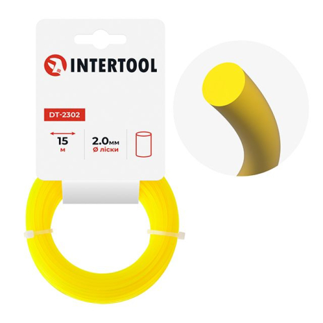 Лiска для тримера "коло", 2.0 мм x 15 м INTERTOOL DT-2302