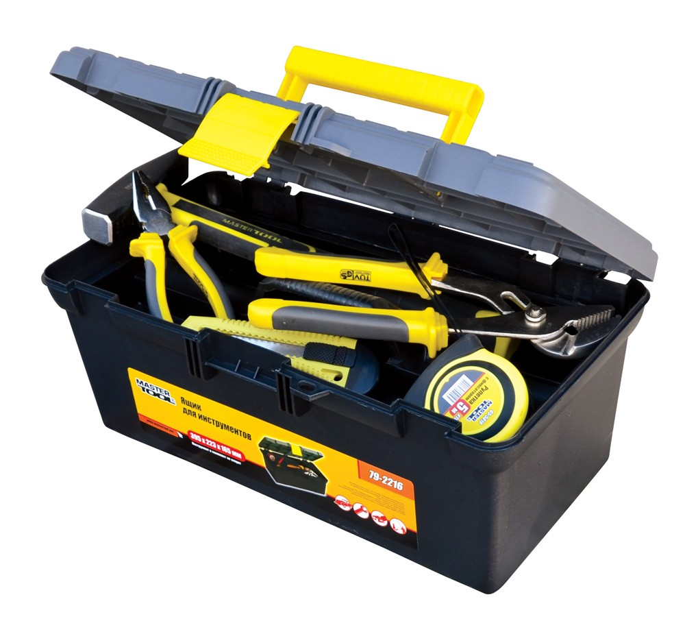 Ящик для інструментів із пластиковими замками 16" 395х223х165 мм MASTERTOOL 79-2216 Ящик для інструментів із пластиковими замками 16" 395х223х165 мм MASTERTOOL 79-2216