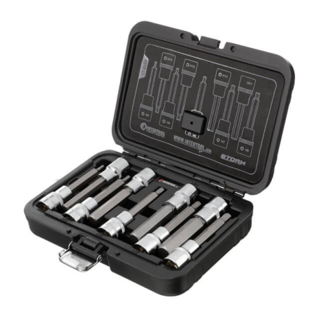 Набір біт HEX у кейсі, 1/2", S2, H4-H17, 100 мм, STORM INTERTOOL ET-8406