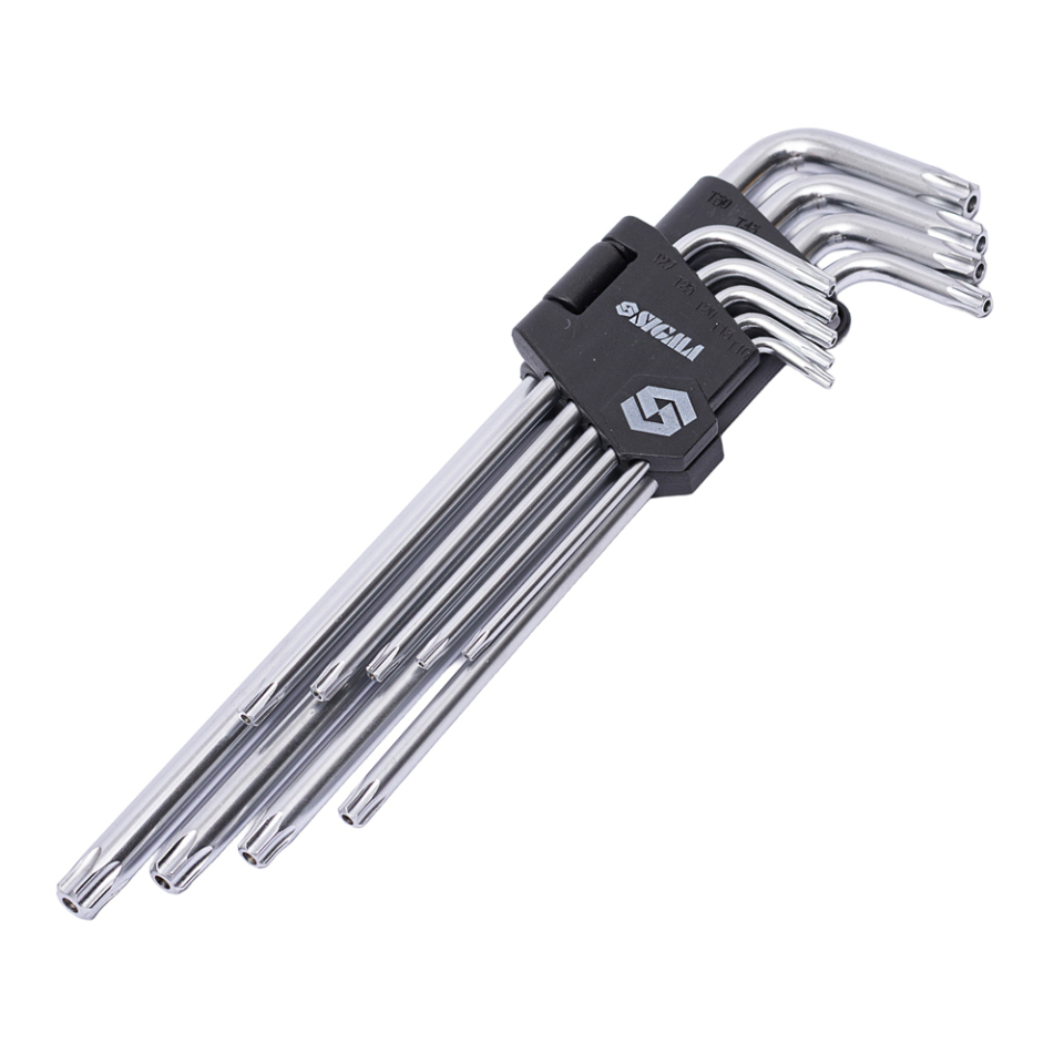 Ключі TORX 9шт T10-T50мм CrV (довгі з отвором) SIGMA 4022231 Ключі TORX 9шт T10-T50мм CrV (довгі з отвором) SIGMA 4022231