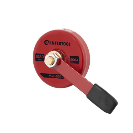Контакт магнітний з рукояткою, Ø 80 мм, 500 А INTERTOOL MW-0010 Контакт магнітний з рукояткою, Ø 80 мм, 500 А INTERTOOL MW-0010