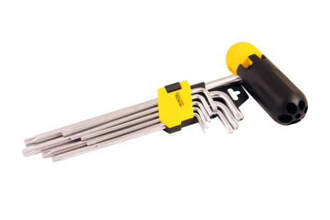 Ключи TORX с держателем Long Arm CrV Т10/Т50 90-227 мм набор 9 шт MASTERTOOL 75-0962 Ключи TORX с держателем Long Arm CrV Т10/Т50 90-227 мм набор 9 шт MASTERTOOL 75-0962