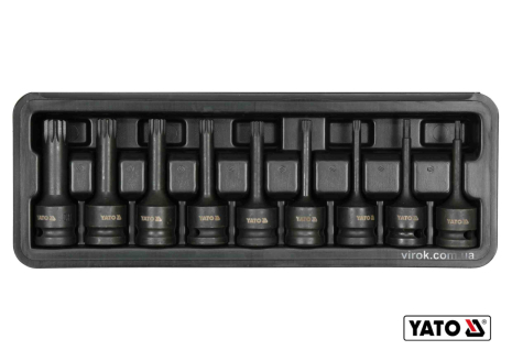 Набор ударных бит SPLINE 1/2" (M4-M16) 9 шт в кейсе Yato YT-10691 Набор ударных бит SPLINE 1/2" (M4-M16) 9 шт в кейсе Yato YT-10691