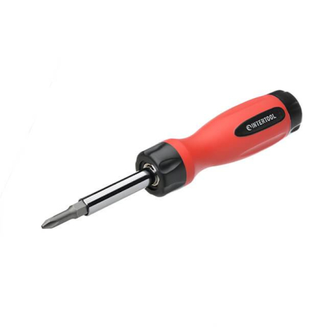 Викрутка 4 в 1 з двосторонніми насадками, Cr-V INTERTOOL VT-1008